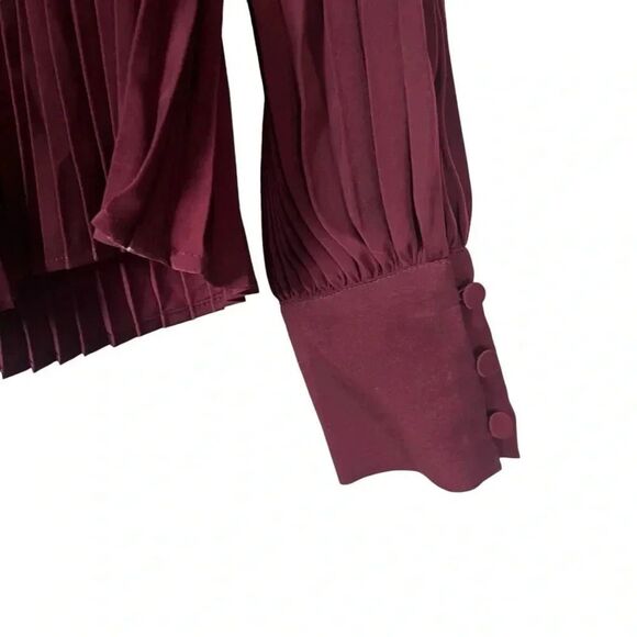 Express Red Pleated Long Sleeve Blouse Size Medium - Picture 5 of 7